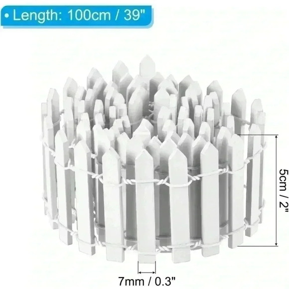 Miniature Fairy Garden  Fence, 4 Pack Mini Wood Picket Fence for DIY Dollhouse - Picture 3 of 6